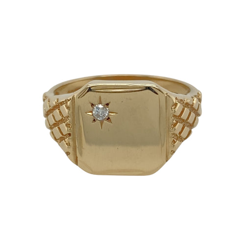 9ct Gold & Diamond Set Signet Ring