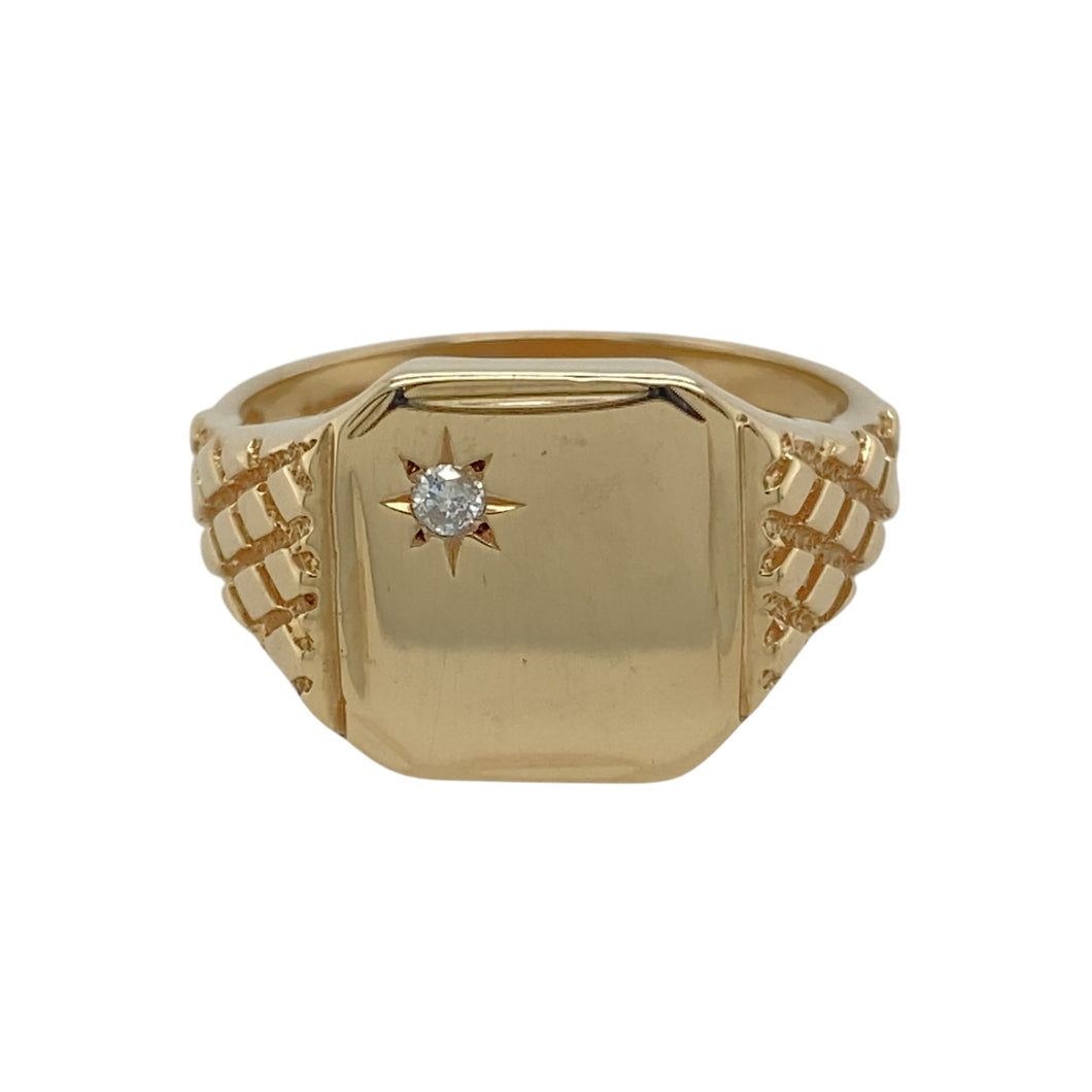 9ct Gold & Diamond Set Signet Ring