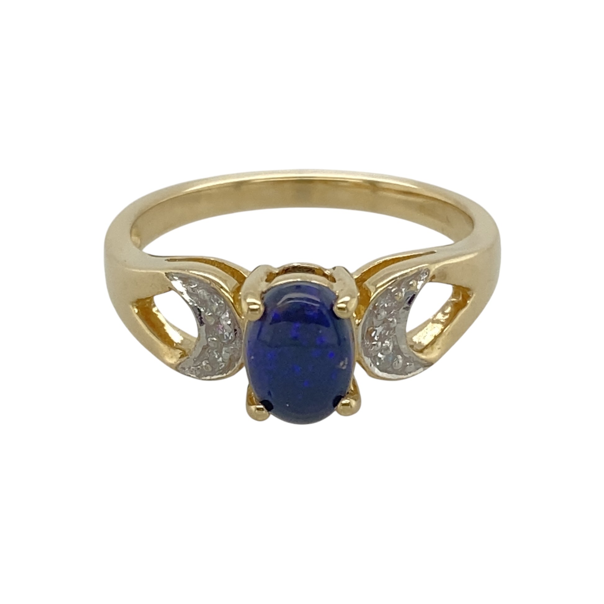 9ct Gold Diamond & Blue Stone Ring
