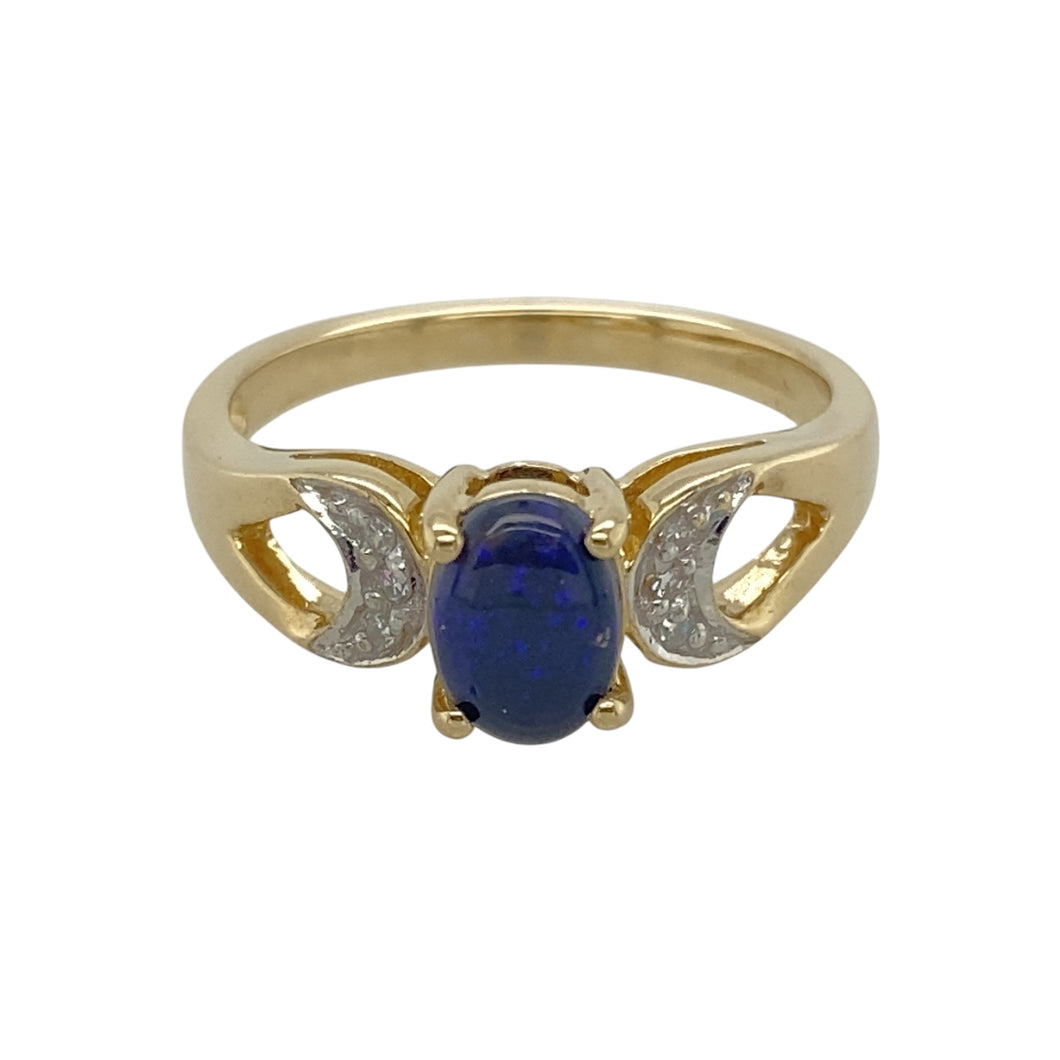 9ct Gold Diamond & Blue Stone Ring