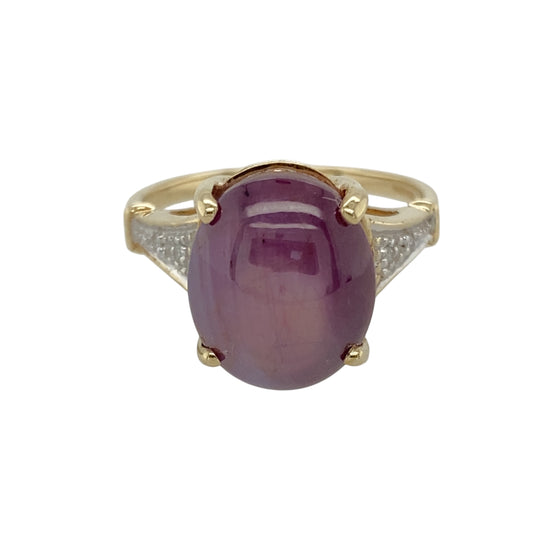 9ct Gold Diamond & Purple Stone Set Ring