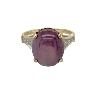 9ct Gold Diamond & Purple Stone Set Ring