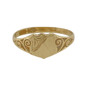 9ct Gold Patterned Shield Signet Ring