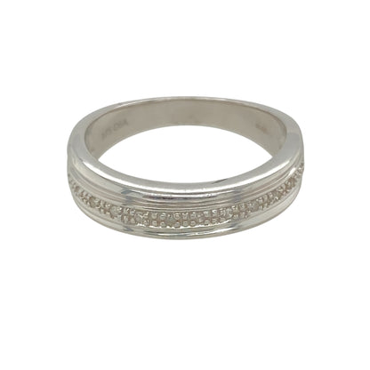 9ct White Gold & Diamond Set Band Ring