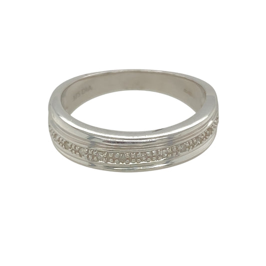 9ct White Gold & Diamond Set Band Ring