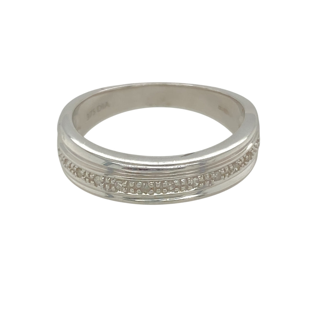 9ct White Gold & Diamond Set Band Ring