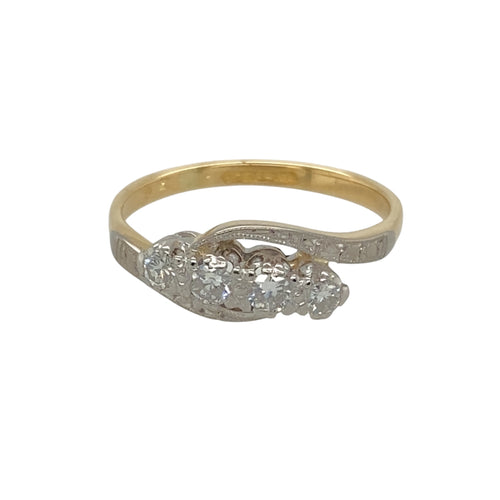 18ct Gold & Platinum Diamond Set Twist Ring