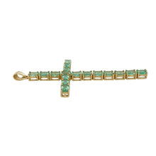 Load image into Gallery viewer, 9ct Gold &amp; Green Stone Set Large Cross Pendant
