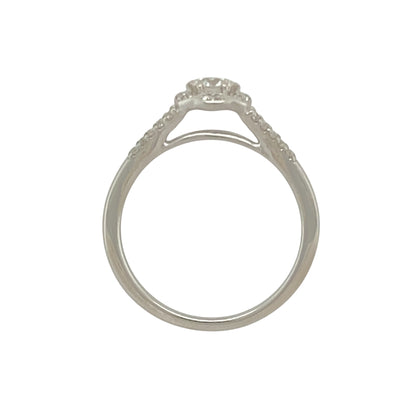 9ct White Gold & Diamond Set Halo Solitaire Ring