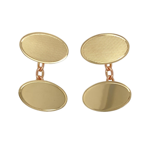 9ct Gold Vintage Style Oval Patterned Cufflinks