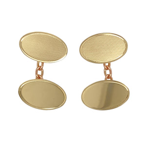 9ct Gold Vintage Style Oval Patterned Cufflinks
