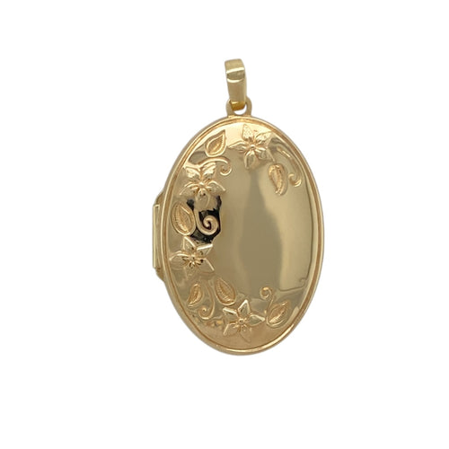 9ct Gold Patterned Oval Locket