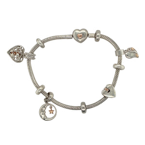 925 Silver Clogau Heart 7.75" Charm Bracelet