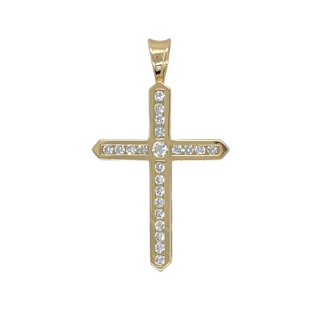 9ct Gold & Cubic Zirconia Set Cross Pendant