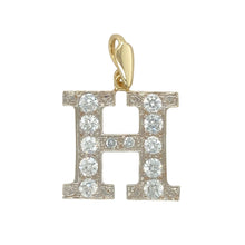 Load image into Gallery viewer, 9ct Gold &amp; Cubic Zirconia Set &#39;H&#39; Initial Pendant
