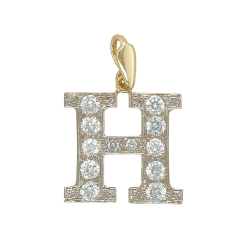 9ct Gold & Cubic Zirconia Set 'H' Initial Pendant