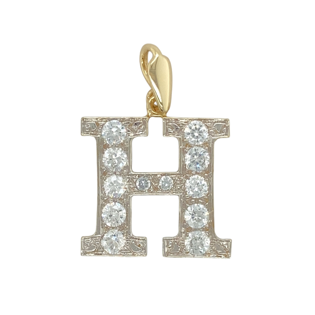 9ct Gold & Cubic Zirconia Set 'H' Initial Pendant