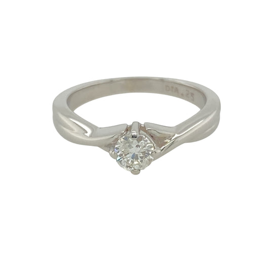 9ct White Gold & Diamond Set Solitaire Ring