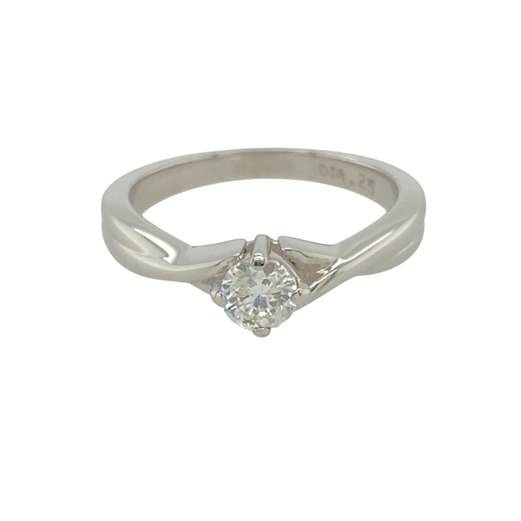 9ct White Gold & Diamond Set Solitaire Ring