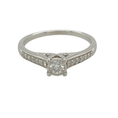 9ct White Gold & Diamond Set Solitaire Ring