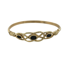 Load image into Gallery viewer, 9ct Gold &amp; Black Stone Set Celtic Bangle
