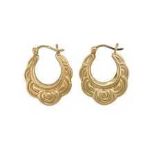 Load image into Gallery viewer, 9ct Gold Patterned Creole Earrings
