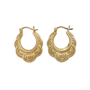 9ct Gold Patterned Creole Earrings