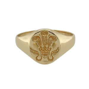 9ct Gold Welsh Three Feathers Signet Ring