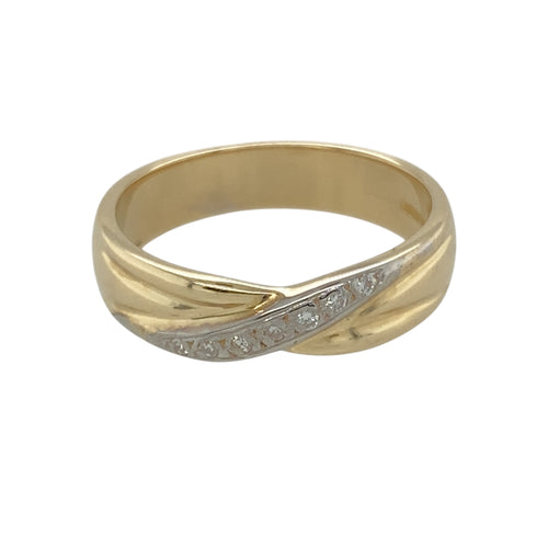 9ct Gold & Diamond Set Crossover Band Ring