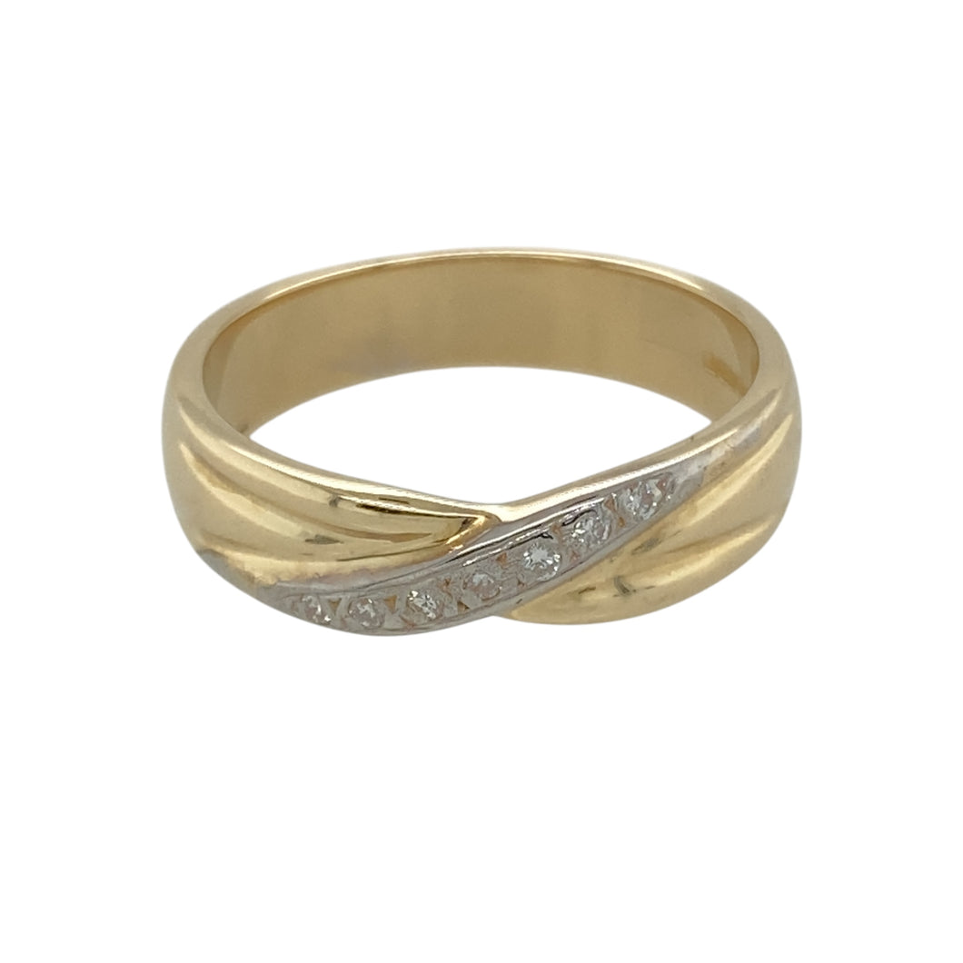 9ct Gold & Diamond Set Crossover Band Ring