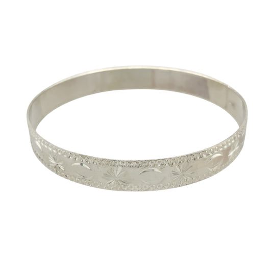 New Solid 925 Silver Patterned Bangle