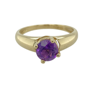 9ct Gold & Amethyst Set Solitaire Ring