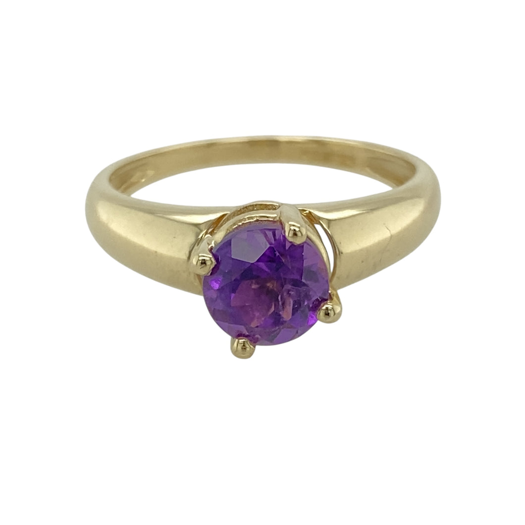 9ct Gold & Amethyst Set Solitaire Ring