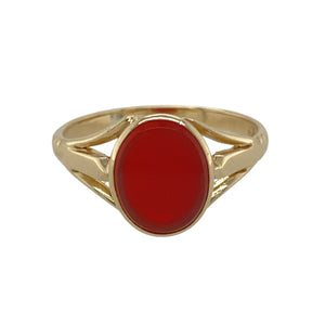 9ct Gold & Carnelian Set Oval Signet Ring