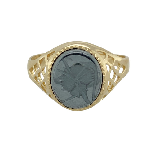 9ct Gold & Hematite Centurion Set Oval Signet Ring
