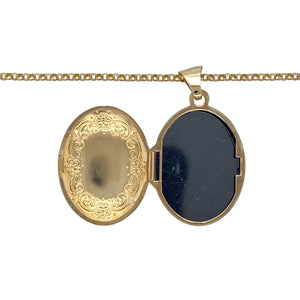 9ct Gold Patterned Oval Locket 20" Necklace