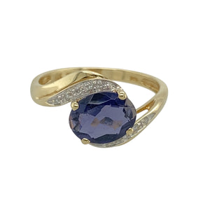9ct Gold Diamond & Sapphire Set Twist Ring