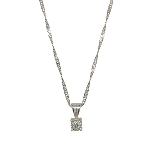 9ct White Gold & Diamond Illusion Set Solitaire 18