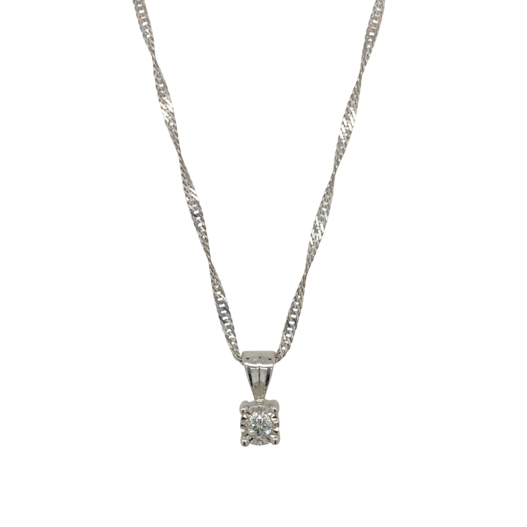 9ct White Gold & Diamond Illusion Set Solitaire 18