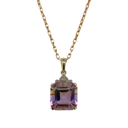 9ct Gold Diamond & Ametrine Set 18