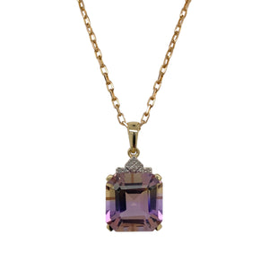 9ct Gold Diamond & Ametrine Set 18" Necklace
