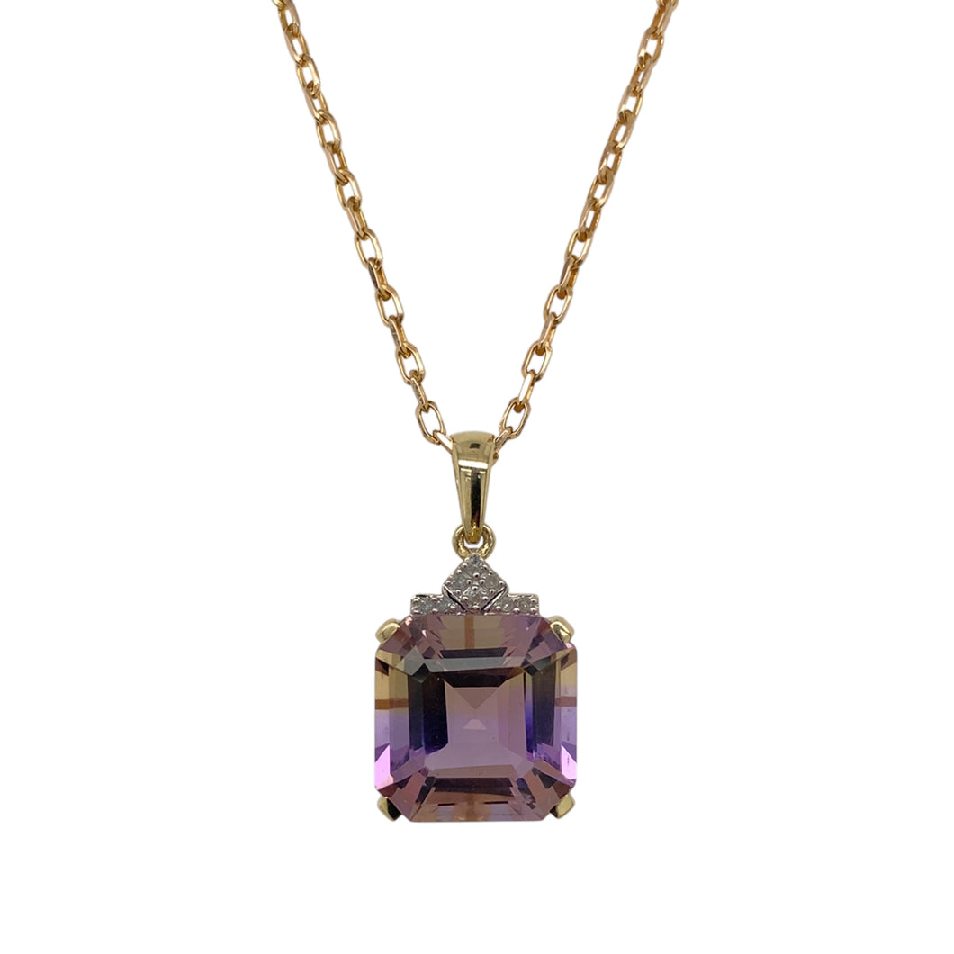 9ct Gold Diamond & Ametrine Set 18