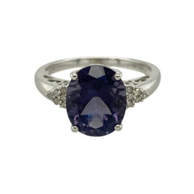 Load image into Gallery viewer, 9ct White Gold Diamond &amp; Purple Stone Dress Ring
