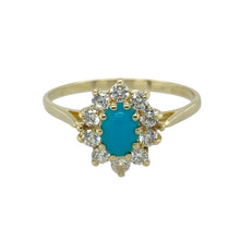 Load image into Gallery viewer, 9ct Gold Turquoise &amp; Cubic Zirconia Set Cluster Ring
