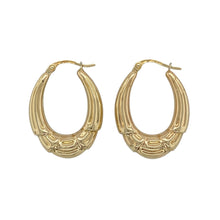 Load image into Gallery viewer, 9ct Gold Patterned Oval Hoop Creole Earrings
