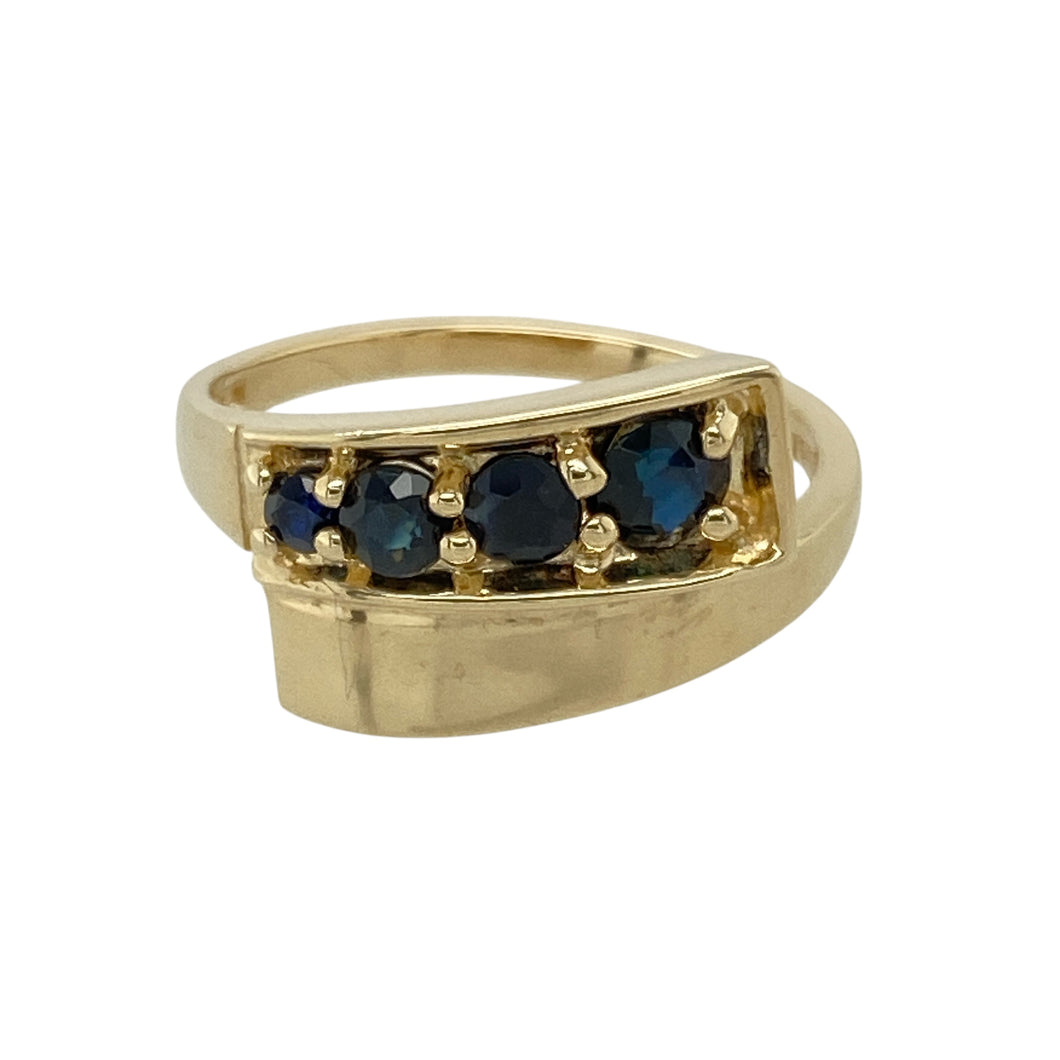 9ct Gold & Sapphire Set Crossover Ring