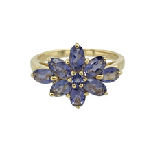 Load image into Gallery viewer, 9ct Gold &amp; Tanzanite Set Flower Cluster Ring
