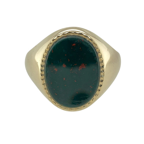 9ct Gold & Bloodstone Set Oval Signet Ring