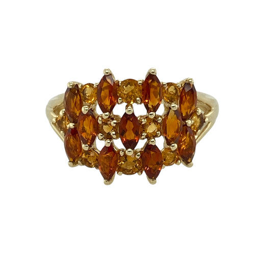 9ct Gold & Orange Stone Set Cluster Ring