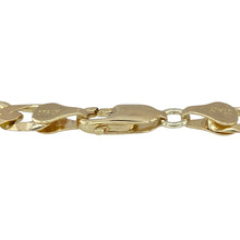 Load image into Gallery viewer, Make a bold statement with this pre-owned 9ct yellow gold curb bracelet, featuring:

Design: A classic curb link style with a strong, polished finish—perfect for those who appreciate timeless, bold jewellery.
Material: 9-carat yellow gold, known for its rich tone and enduring appeal.
Length &amp; Fit: Measures 8 inches, designed for a secure and comfortable fit on the wrist.
Dimensions: Approximate link width of 7mm, offering a substantial and eye-catching presence.
